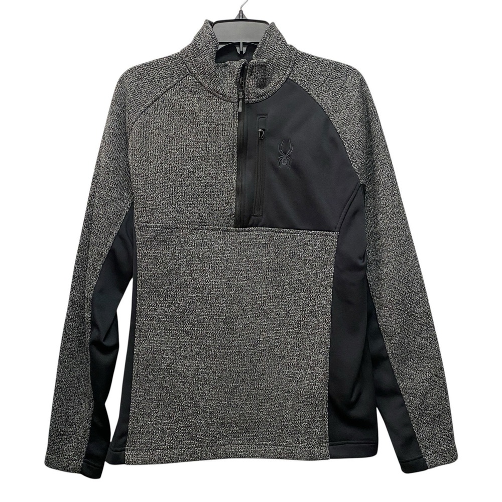 SPYDER Men Sweater Size M Pullover Heathered Grey 1/4 Zip Outdoor Activewear